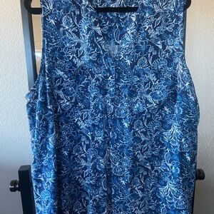 Torrid Blue and White Floral Blouse